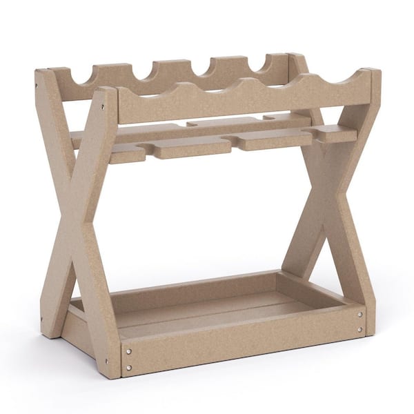 cadeninc 4-Bottle Natural Wood Tabletop Countertop Wine Rack with Glass Holder for Kitchen Living Room Wine Cellar Bar