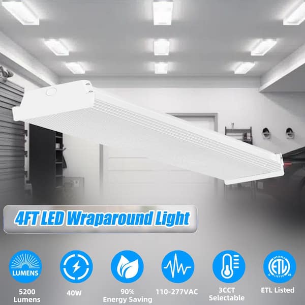 Honbei 4 ft. 5000 Lumens Integrated LED Dimmable White Wraparound