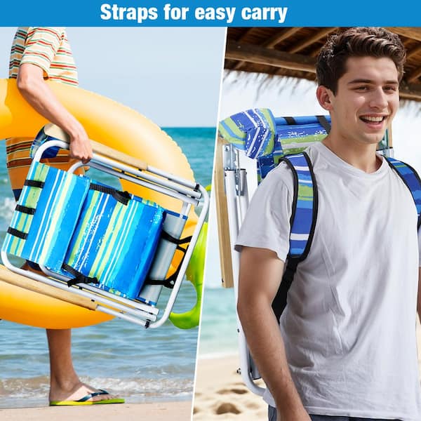 Karl home Portable Striped Blue Steel Folding Adjustable