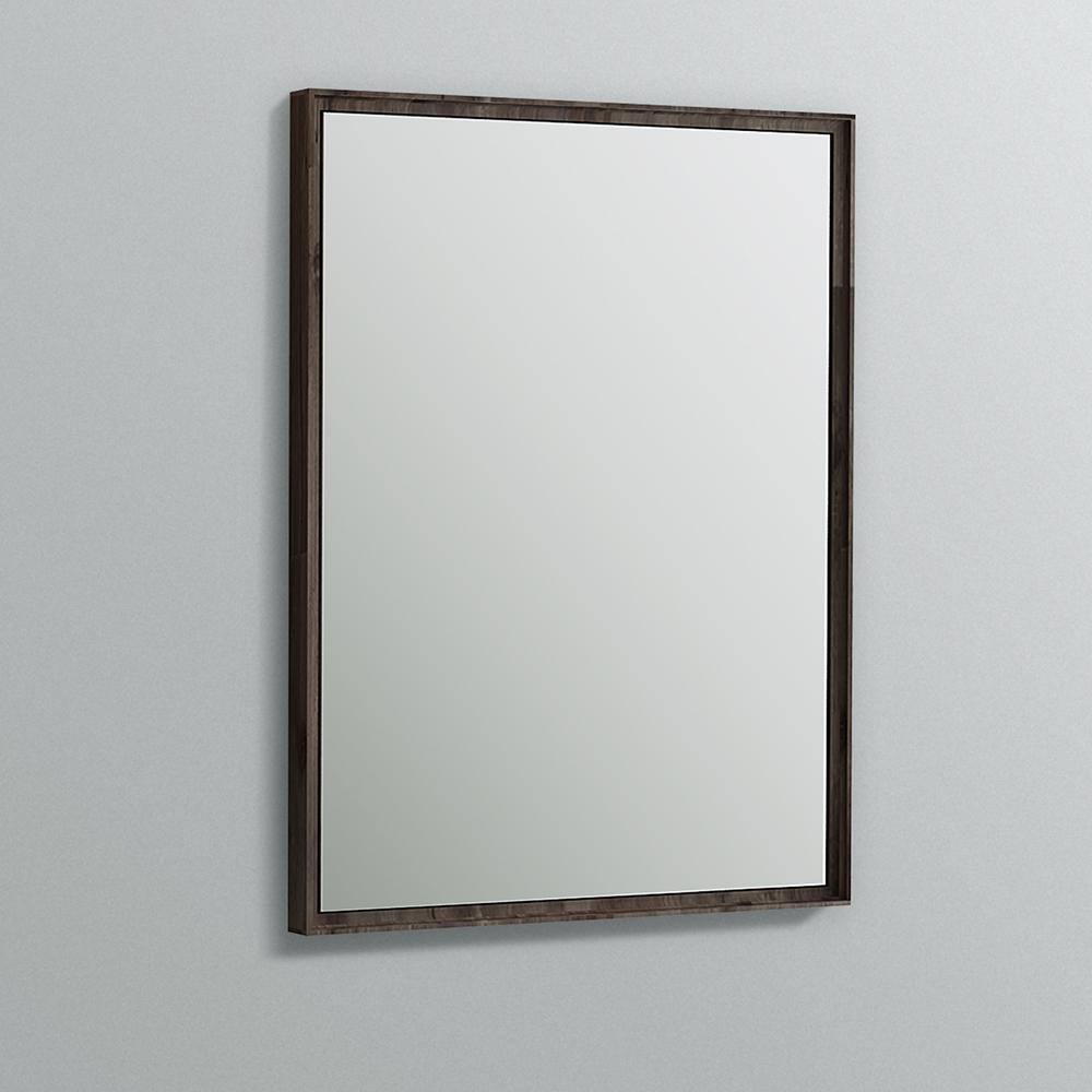 Elegant Acacia Wood 26" Rectangular Vanity Mirror in Warm Grey