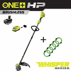 ONE+ HP 18V Brushless Whisper Series String Trimmer w/ Extra 5-Pack Pre-Cut Spiral Line, 6.0Ah Battery & Charger
