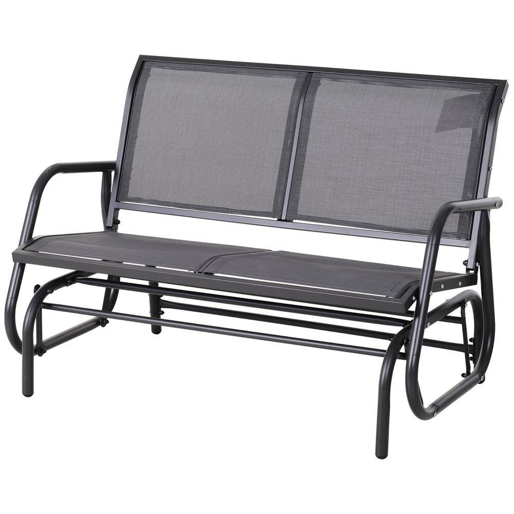 2-Person Gray Metal Outdoor Bench, Patio Double Swing Glider Chair Loveseat with Powder Coated Steel Frame for Backyard price history on PriceWatchPro
