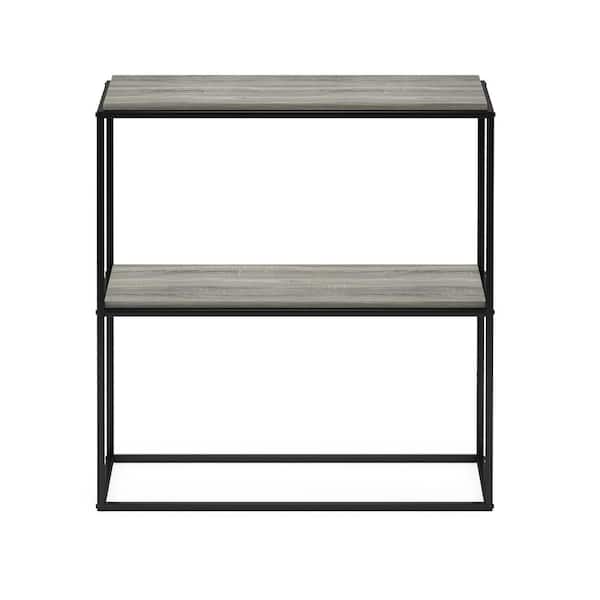 Furinno Moretti 34.3 in. French Oak Grey Modern Lifestyle Wide 2 Shelf Stackable Etagere Bookcase
