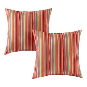 Watermelon Stripe Square Outdoor Throw Pillow (2-Pack)