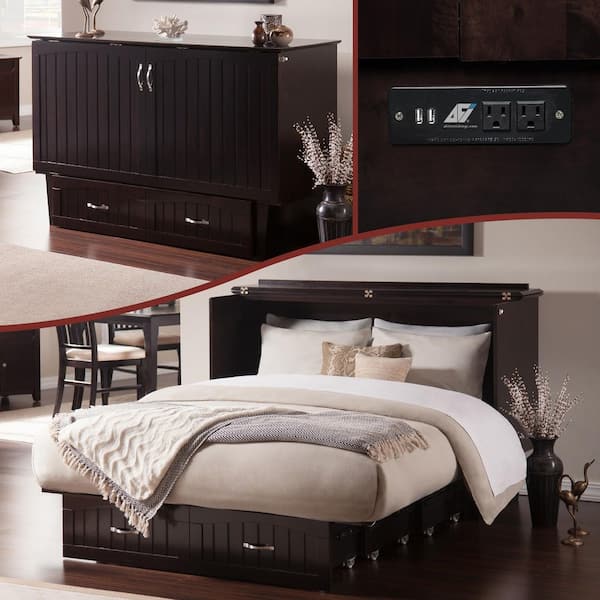 nantucket murphy bed chest queen espresso