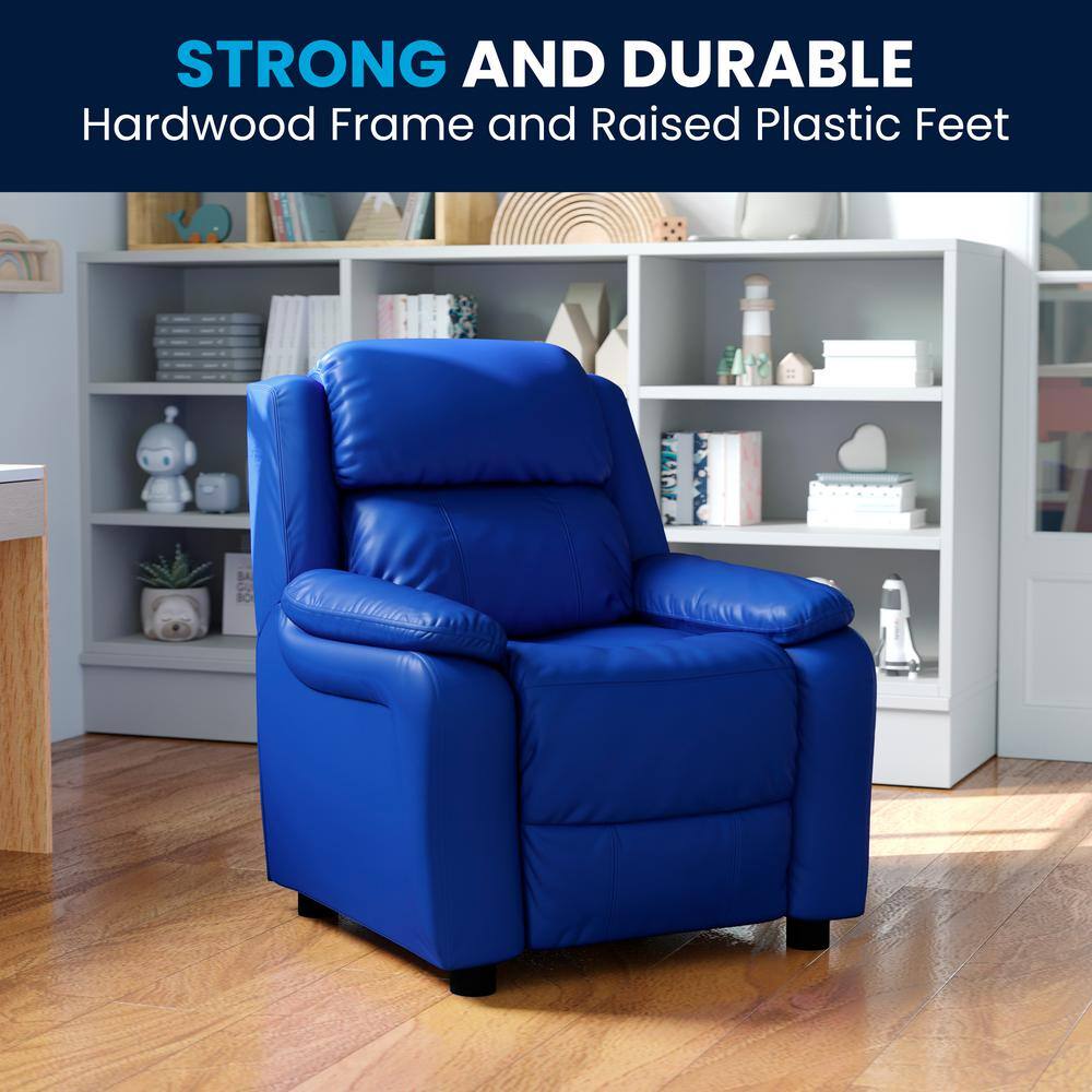Cozy Spot Child-Sized Recliner with Storage Arms in Black Microfiber
