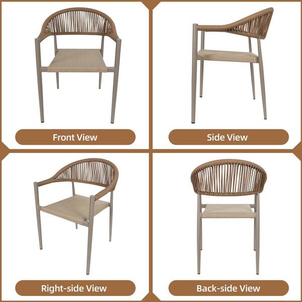Set Of 4 Gray Stackable Aluminum Sling Arm Chairs