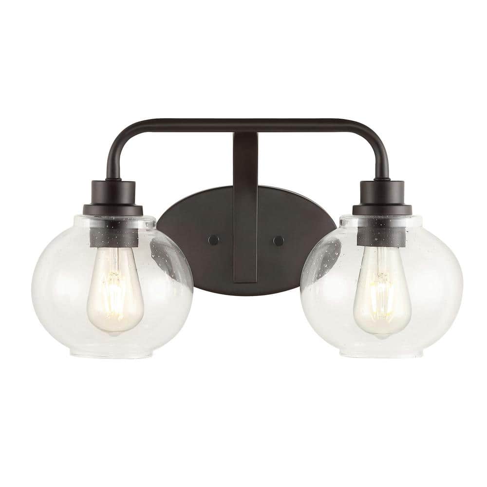 Sandrine French Country 17.5" Oil-Rubbed Bronze Vanity Light with Clear Seeded Glass