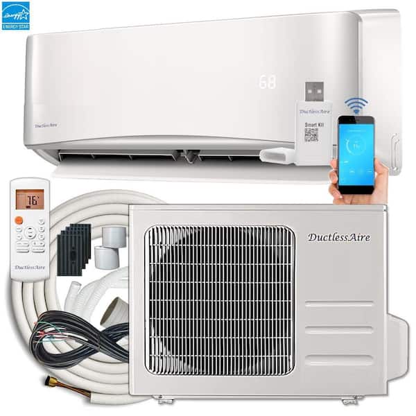 DuctlessAire 21 SEER 12,000 BTU 1 Ton Wi-Fi Ductless Mini Split Air Conditioner and Heat Pump Variable Speed Inverter - 220V/60Hz