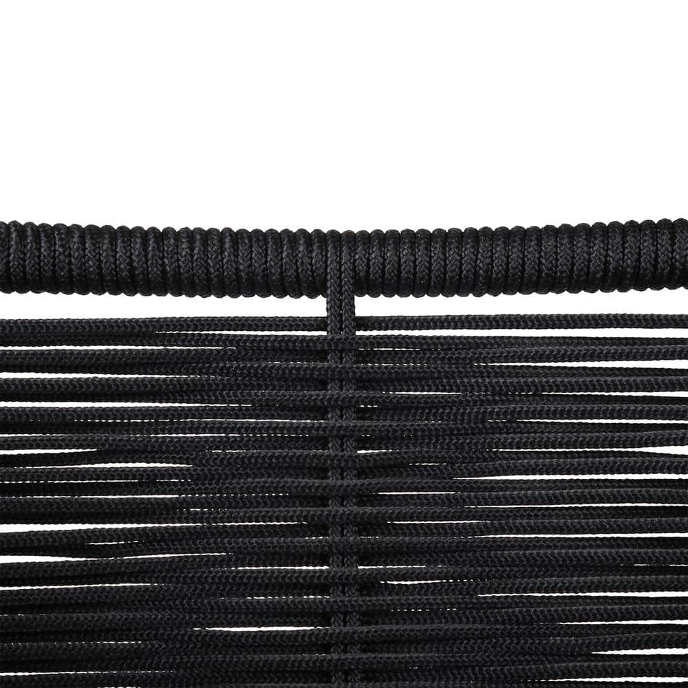Black Rope and Steel Mid Century Modern Stackable Dining Chairs - Set of 2