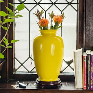 14 in. Bright Yellow Tung Chi Decorative Vase