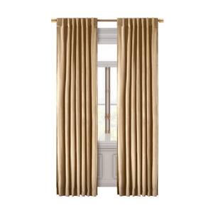Premium Velvet Champagne Solid 50 in. W x 84 in. L Rod Pocket With Back Tab Room Darkening Curtain Panel