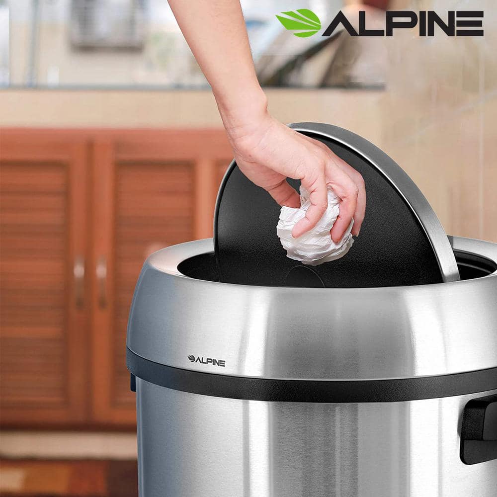 Fingerprint Resistant Stainless Steel 17 Gallon Swing Lid Trash Can