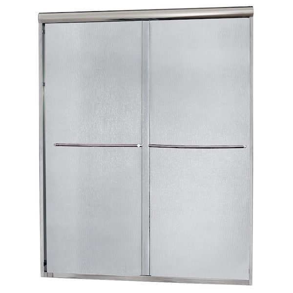 CRAFT + MAIN Cove 48 in. x 72 in. H Semi-Framed Sliding Shower Door in Silver with 1/4 in. Rain Glass