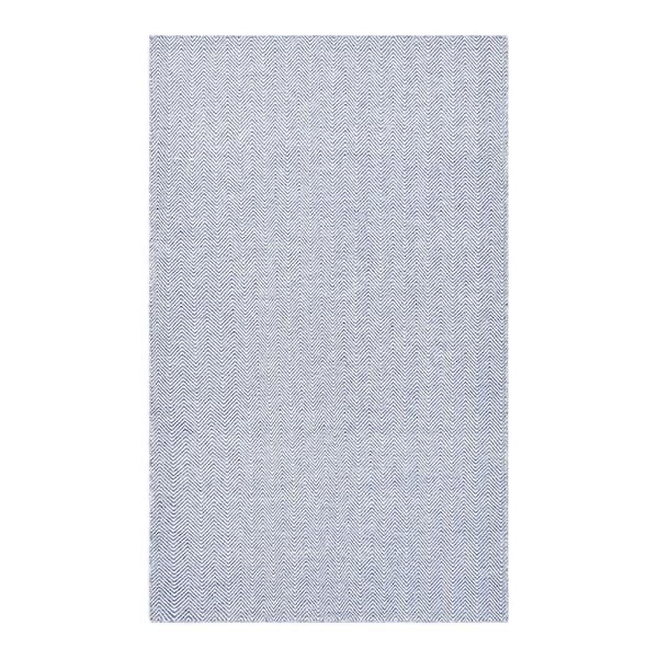 Solo Rugs Luna Flatweave Chevron Blue 8 ft. x 10 ft. Hand Woven Indoor/Outdoor Area Rug