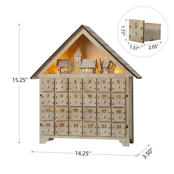 15.25 in. H Wooden LED Countdown Farmhouse