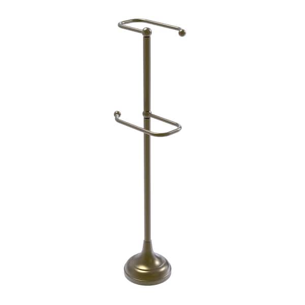 Allied Brass Free Standing 2 Roll Toilet Paper Holder Stand in Antique Brass