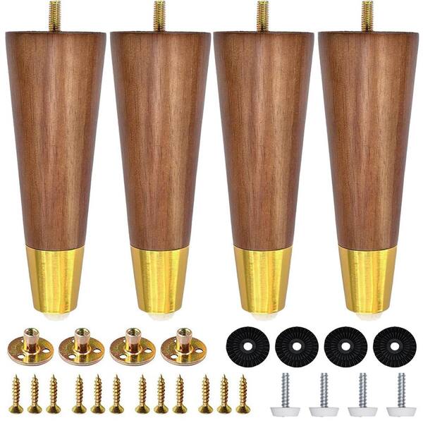 gold dresser legs Wudkey 4-Piece 6 in. Hard Wood Furniture with Caps Included Mounting Hardware for Couch Cabinet in Brown color_family:Blue