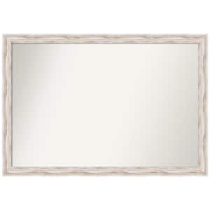 Alexandria White Wash Narrow 39 in. x 27 in. Non-Beveled Coastal Rectangle Wood Framed Wall Mirror in White