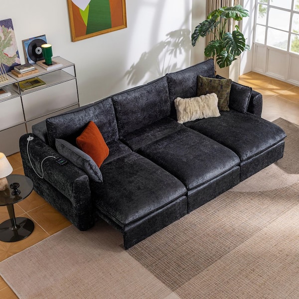CHIC HOUSE Electric Extendable 103.7 (in. ) Black Sold Wood Frame