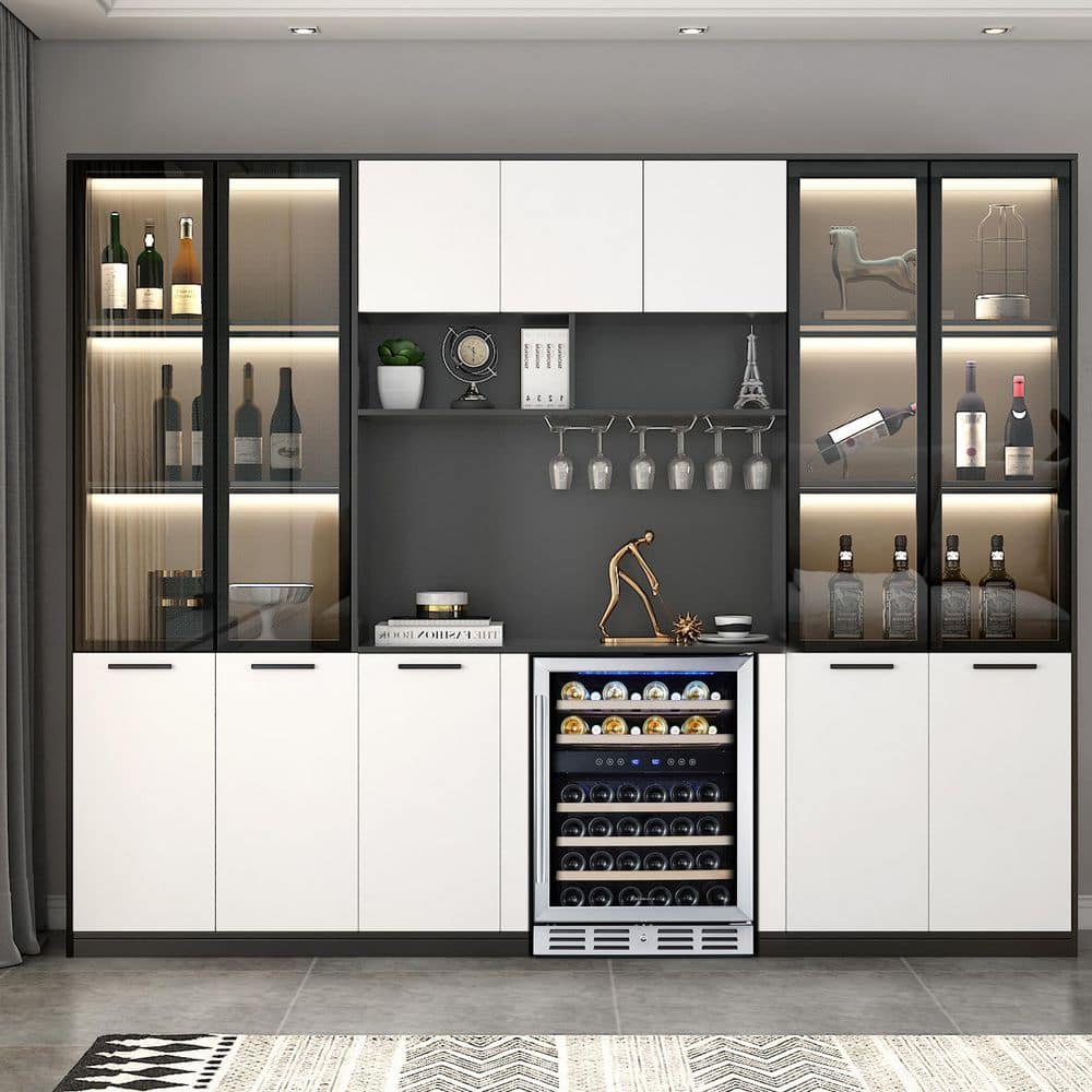 Kalamera 24" Stainless Steel Dual Zone Wine Refrigerator with LED Lighting