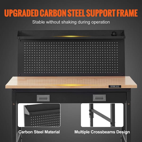 VEVOR 48 in. W x 24 in. D Heavy-duty Carbon Steel Workbench