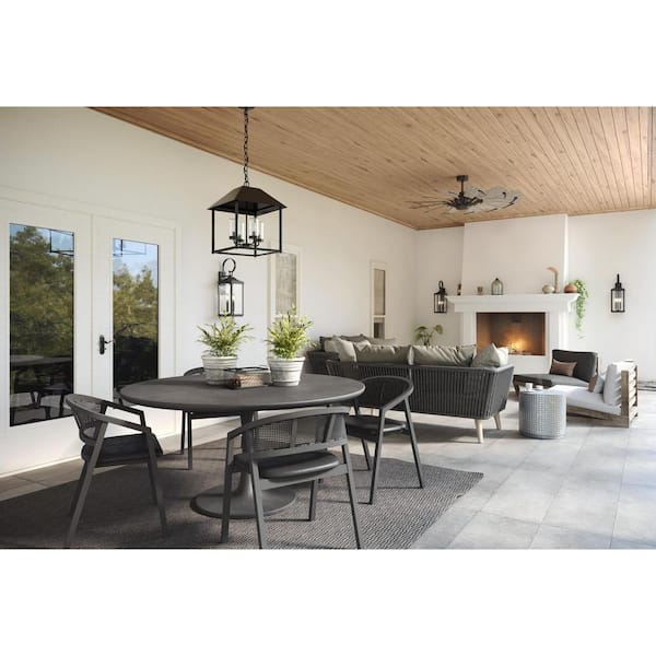 Springer II 60 in. Indoor/Outdoor Matte Black Farmhouse Ceiling Fan with Remote Included for Living Room