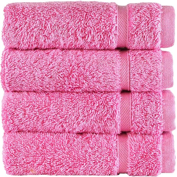 Unbranded 4-Piece 100% Cotton Premium Pink Washcloths-Quick-Dry, High Absorbent Bath Towel Set