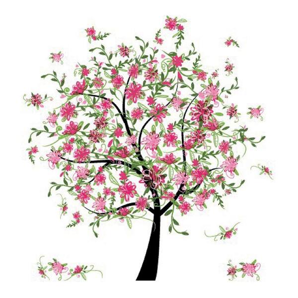 Brewster 110.2 in. x 39.4 in. Flowering Tree Wall Decal