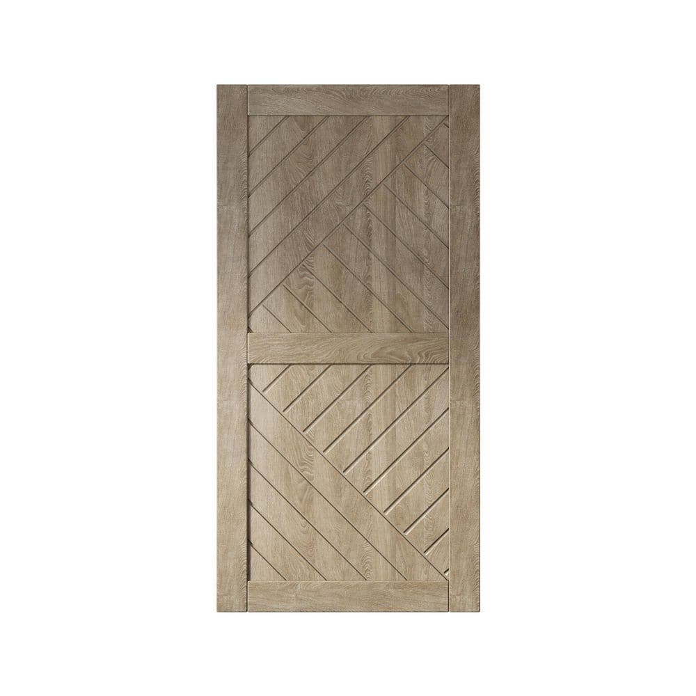 HT 36 in. x 84 in. C-Panel Solid Core Classic Gray Geometric Design Pine Wood Interior Sliding Barn Door Slab price history on PriceWatchPro