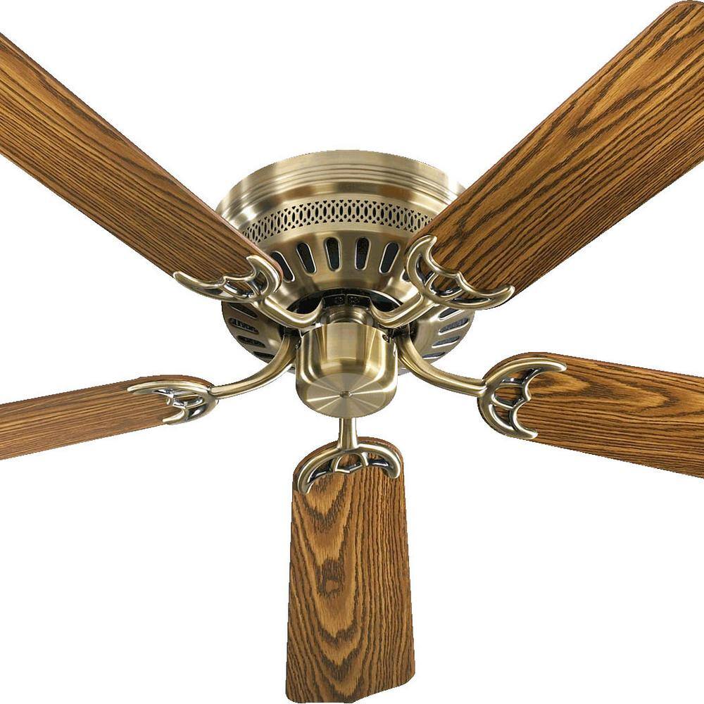 Antique Brass 52" Ceiling Fan with Dark Oak Blades