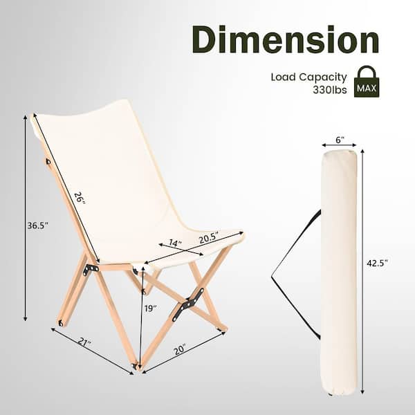 Costway Bamboo Butterfly Folding Chair Set of 2 with Storage