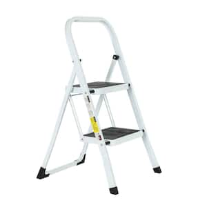 Folding Step Ladder, Portable 2-Step Metal Step Stool, 330 lb. Load Capacity Type IA Duty Rating (8 ft. Reach Height)