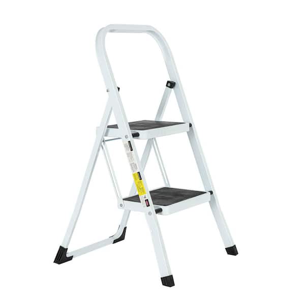 Kahomvis Folding Step Ladder, Portable 2-Step Metal Step Stool, 330 lb. Load Capacity Type IA Duty Rating (8 ft. Reach Height)
