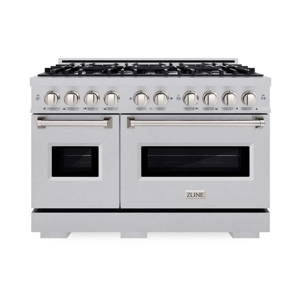 48" Stainless Steel Double Oven Gas Range with 8 Burners