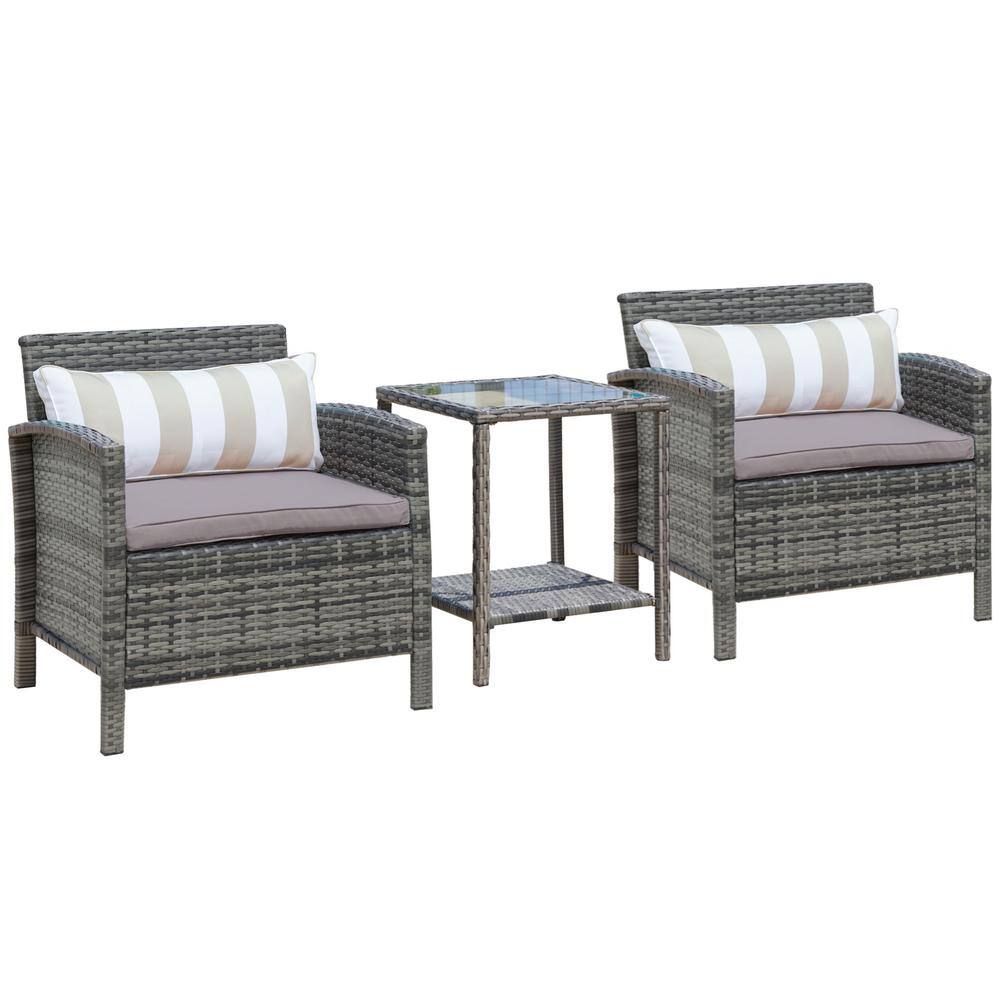 Outsunny 3pc best sale rattan bistro set