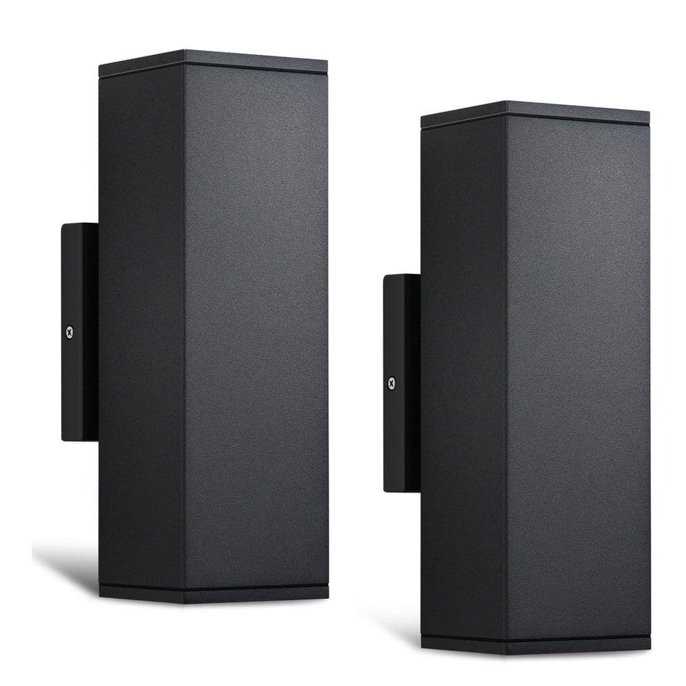 HKMGT 10.6 in. 2-Light Black Rectangle Outdoor Hardwired