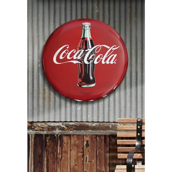 Coca-Cola 24 in. x 24 in. Coca-Cola Hollow Curved Tin Button Sign