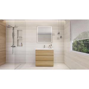 Angeles 36 in. W Vanity in White Oak with Reinforced Acrylic Vanity Top in White with White Basin