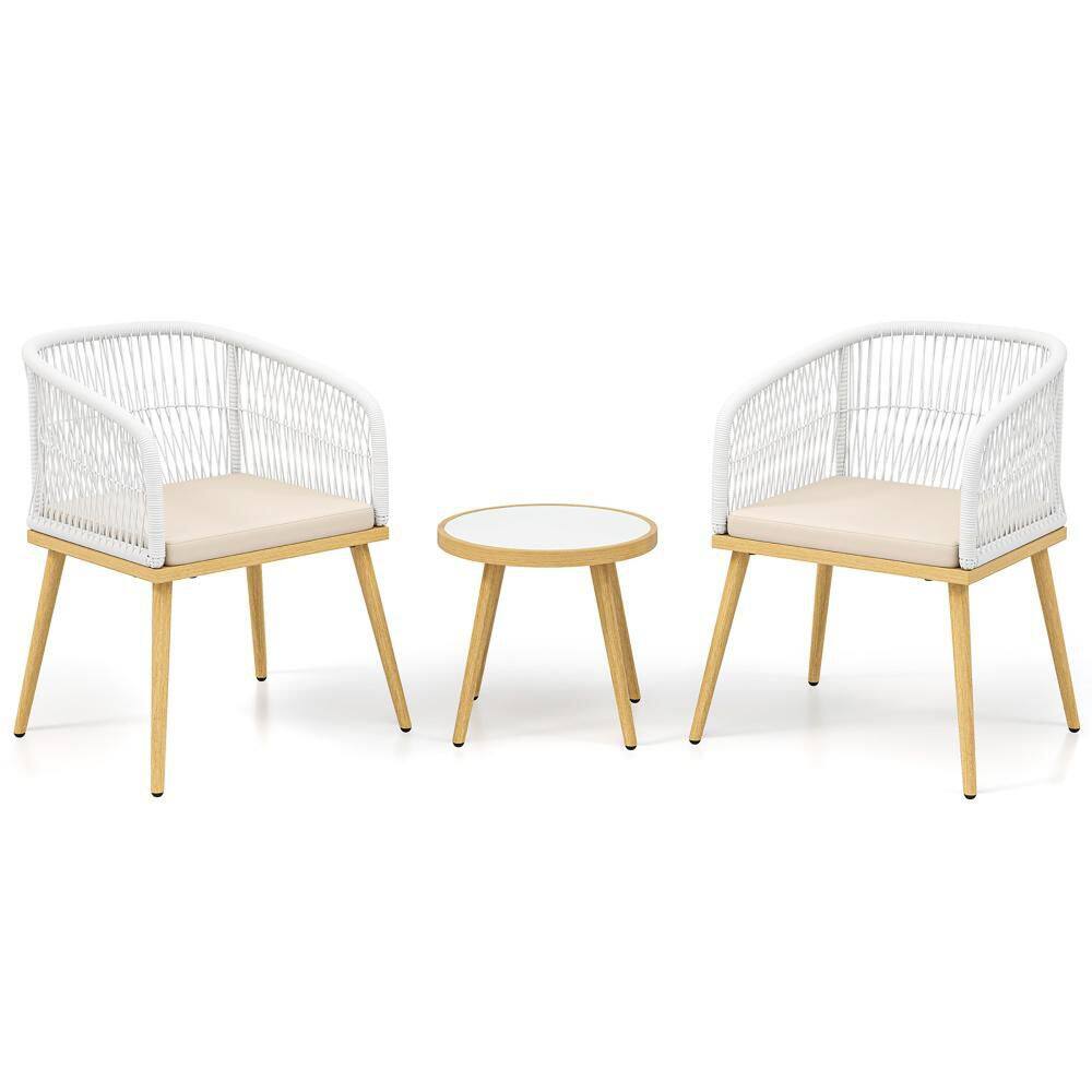 3 Pieces Patio Bistro Set Outdoor PE Wicker Conversation Furniture Set price history on PriceWatchPro
