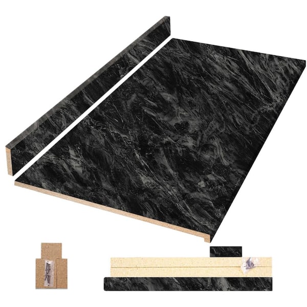 Hampton Bay 6 ft. Straight Laminate Countertop All-Inclusive Kit in Textured Sombra with Eased Edge and Loose Backsplash