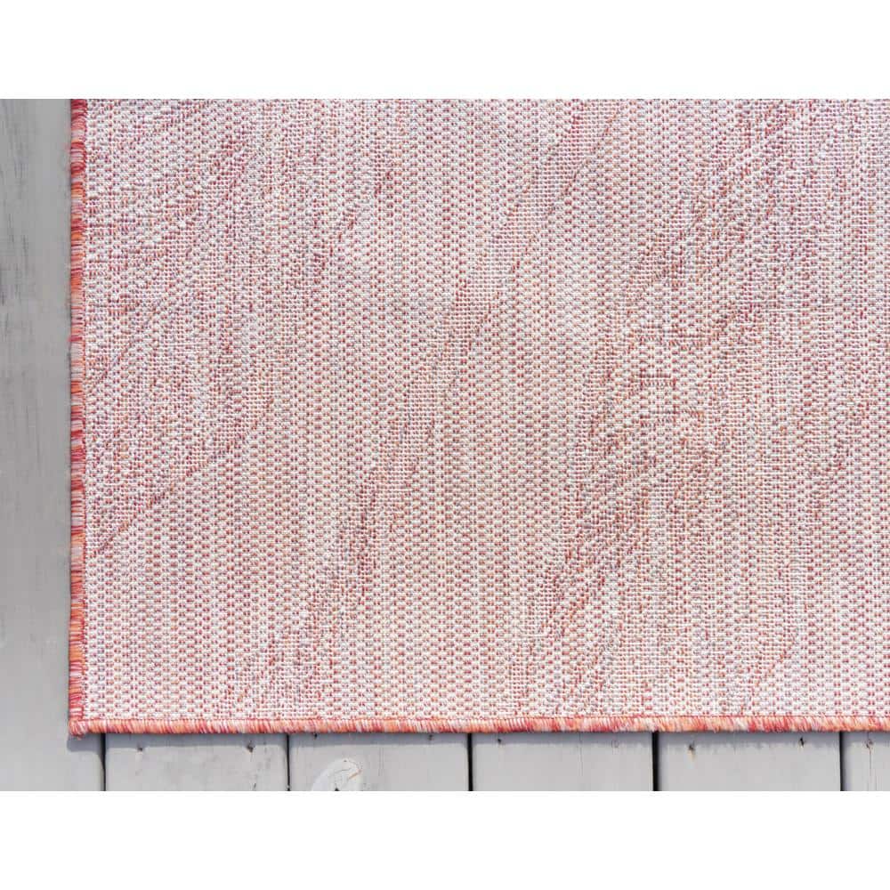 Rustic Red Abstract 9' x 12' Synthetic Outdoor Rug