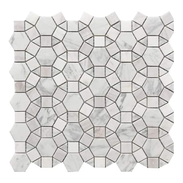 Roca Rockart Kaleidoscope Polished 12 in. x 12 in. Marble Natural Stone Mosaic Tile (10.7639 sq. ft./Case)