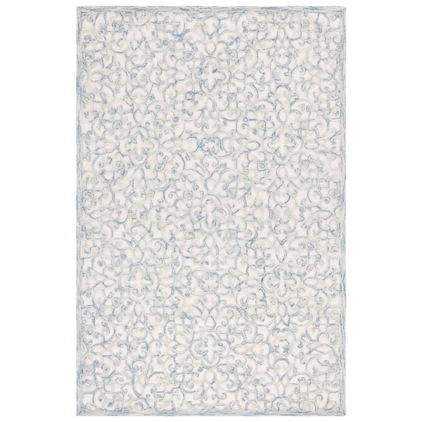 SAFAVIEH Trace Blue/Ivory 6 ft. x 9 ft. Distressed Floral Area Rug