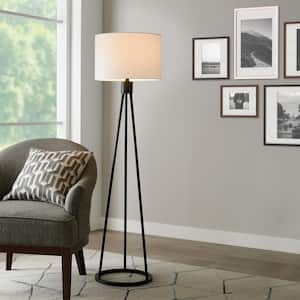 Higgins 56.25 in. Black Tripod Floor Lamp with Round Base