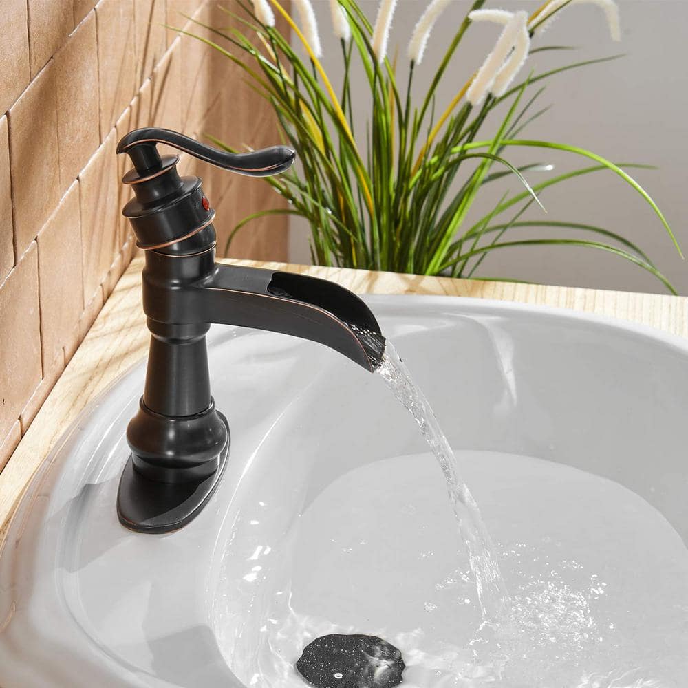 Oil Rubbed Bronze Single Handle Waterfall Bathroom Faucet