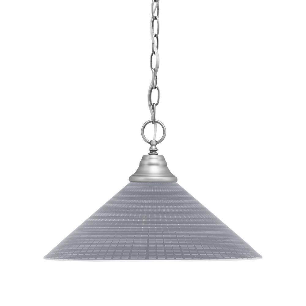 Kingston 100-Watt 1 Light Brushed Nickel Shaded Pendant Light with 16 in. G