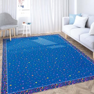 Crayola Confetti Blue 7 ft. 10 in. x 9 ft. 10 in. Area Rug