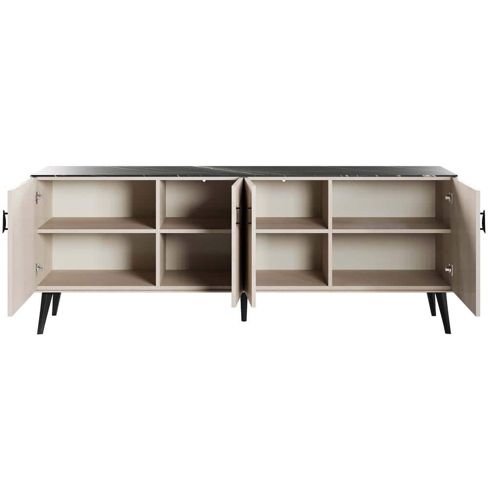 Haley 78.7" Black and White Mid-Century Modern Sideboard