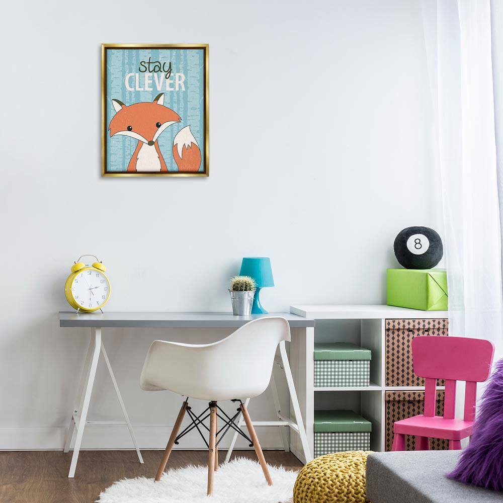 Stay Clever with Fox by Kim Allen Gold Floater Frame Animal Graphic Art Print 21 in. x 17 in. price history on PriceWatchPro